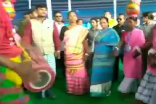 West Bengal CM Mamata Banerjee dances during a mass marriage ceremony in Malda