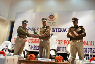 Newly appointed Police Commissioner SN Srivastava of Delhi Police arrives to meet policeman in Janakpuri