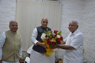 Karnataka Chief Minister BS Yediyurappa with Defence Minister Rajnath Singh