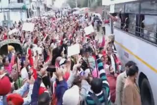 anganwadi workers protest in sangrur