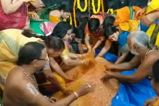 talambralu celebrations for rama kalyanam in bhadradri ramayya temple in bhadradri kothagudem