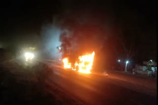 Truck fire due to short circuit