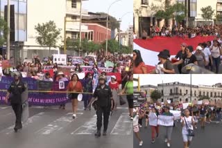 Thousands of women marched in the Peruvian capital lima