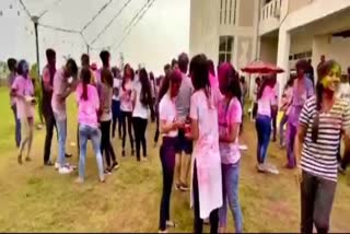 Students celebrated Holi festival in raipur