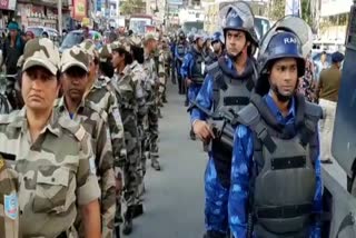 Police conducted flag march with rap soldiers in Ranchi