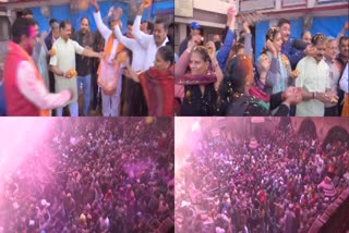 People celebrated flower Holi  at Shivala Bagh Bhaiyan in Amritsar.