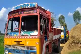 Stone Thrown To Sand Truck In Davanagere