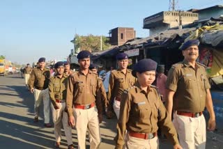 Flag march about Holi in dhanbad