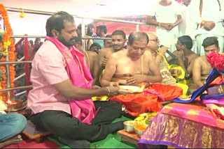 minister srinivas goud participated in the Alivelu Manga Kalyanotsavam at mannemkonda