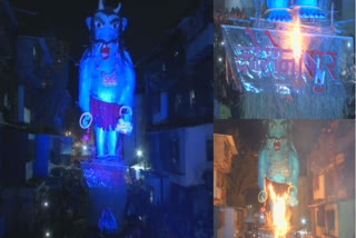 An effigy based on the theme of CoronaVirus that was put up in Worli was burned as a part of Holika Dahan, a ritual that takes on the eve of Holi