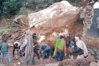 boulder fell on a house in Ghordi