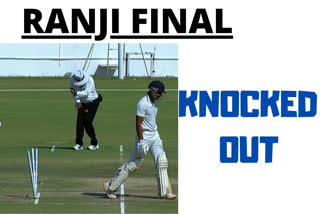 Rajkot, Ranji final, Umpire, ruled out, abdomen