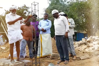 ex minister raghuveera doing temple works in his village