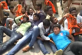 ABVP students protest at Telangana assembly
