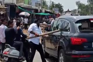 YCP Youth wing attack on TDP leader Budda Venkanna car