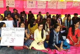 Protest by PWD Engineer at lastgate guwahati assam etv bharat news