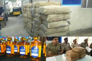 liquor and ganja seized in some districts of andharapradesh