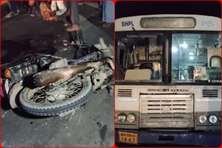 BIKE COLLIDE RTC BUS AT EGLASPUR IN PEDDAPALLY DISTRICT