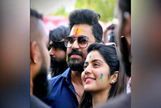 shine shetty and megha in mysore  holi festival