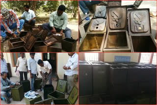 Ballot boxes are ready for local bodies elections at mummidivaram in east godavari