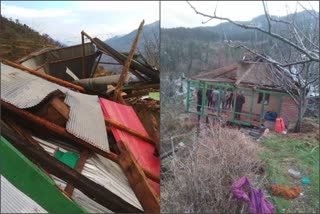 Roofs of many houses were blown up due to rain and thunderstorms in Kullu