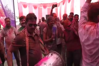 Holi celebrated in police line