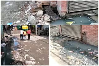 people of Burari assembly are troubled by broken street and dirty drains