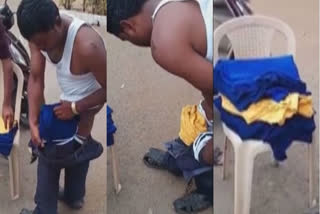 North Indian was caught while trying to steal 100 T-shirts by hiding in his body - video goes viral