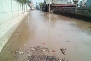 Road situation damage due to filling of water in pits Mubarakpur Dabas delhi