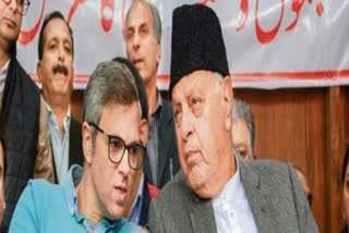 NC chief Farooq Abdullah meets his son Omar Abdullah in sub-jail in Srinagar