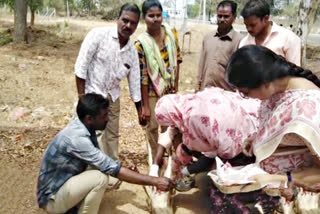 Deer killed by vehicle at sangareddy district villagers funeral