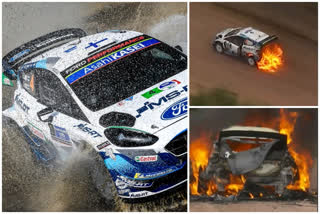 WRC Rally Guanajuato Mexico 2020 fire incident: driver Esapekka Lappi car set to blazes