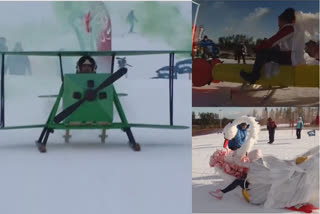 Russians competed in a downhill competition for the most creative home-made sledge on Sunday.