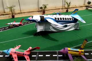 A high school in Shamirpet, Hyderabad, which set up a model airport at the occasion of English Fair