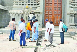 Examination of Yadadri Temple Development Works by The temple architect Anand Sai