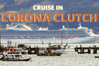 The Golden Princess sits at anchor off shore from Akaroa in the South Island of New Zealand, on Sunday.