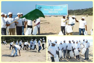 Deccan industry employees cleaning venkatanagatam bach in visakhapatnam