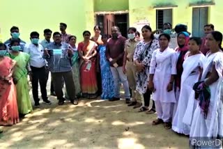 masks distribution at yellandu in badradri district