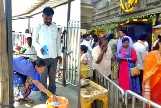 no rush at yadadri temple due to corona effect