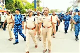 A parade of police and central forces at godhavarikhani