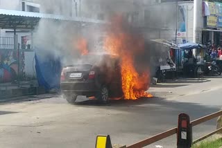 Car fire in front of Shahdol District Hospital