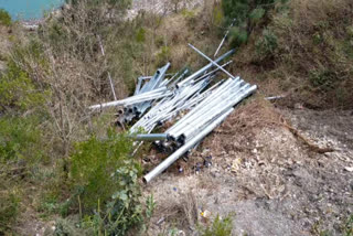 water pipes thrown in the drain near chamera dam