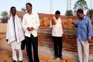 Villagers angry over construction of Anganwadi center building on the hill