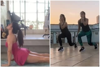 Jacqueline Fernandez and Katrina Kaif Gym trick in home