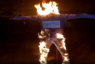 ABVP burnt effigy of left in jnu