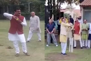 bjp-leaders-played-cricket-at-sehores-grace-resort