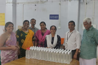 excise department  hand sanitizer making  കൊവിഡ് 19  എക്‌സൈസ് വകുപ്പ്  ഹാന്‍ഡ് സാനിറ്റൈസര്‍ നിര്‍മാണം  തൃശൂര്‍ മാനസികാരോഗ്യകേന്ദ്രം  സ്‌പിരിറ്റ്  സൊസൈറ്റി ഫോർ ഒക്യുപേഷണല്‍ തെറാപ്പി ആന്‍ഡ് റിഹാബിലിറ്റേഷന്‍  ഇരിങ്ങാലക്കുട എക്‌സൈസ് റേഞ്ച്  തൃശൂര്‍ ജില്ലാ ആരോഗ്യവകുപ്പ്