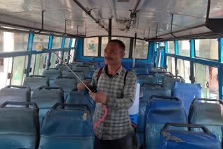 buses sanitized in Sundernagar