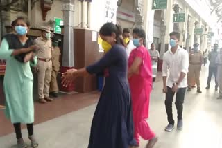 corona awareness dance in chennai railway station