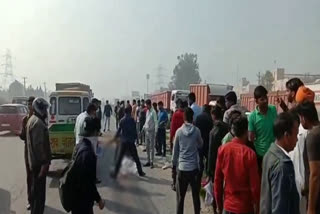 one lady died in road accident in sonipat